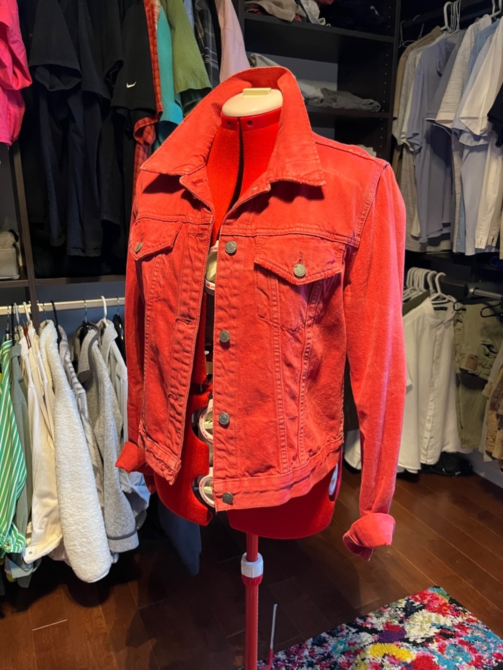 Ralph Lauren Red Denim Jacket - Classic Button-Front